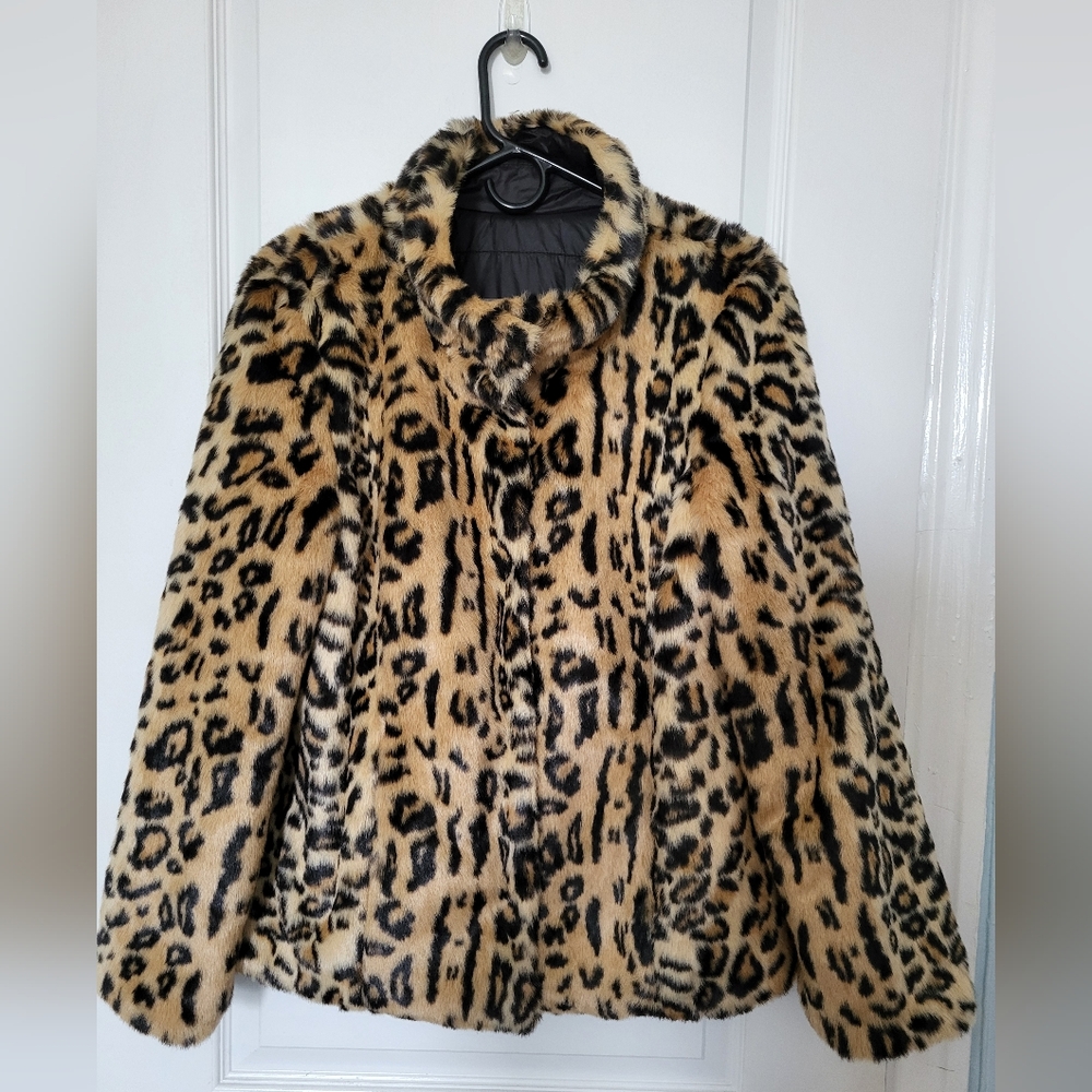 Leopard Print Faux Fur Coat